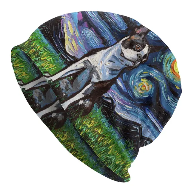 Stay Warm and Stylish with Starry Night Boston Terrier Dog Beanies Caps!