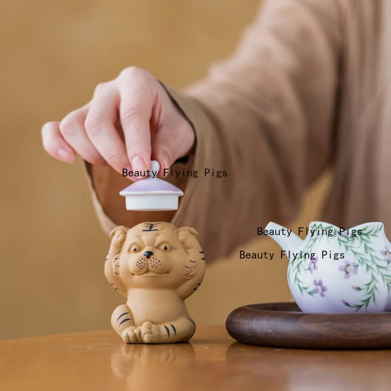 Yixing Purple Clay Little Tiger Tea Pet Ornament Boutique Cute Tabletop Creative Tea Play Home Accessories