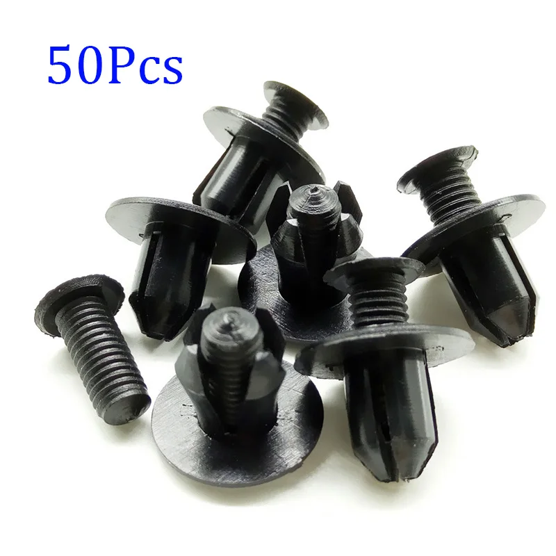 50pcs 8mm Plastic Screws Black For Bumper Fender Car Door Fixing