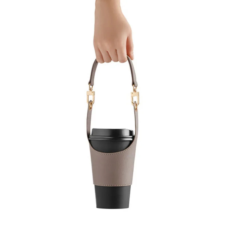 Portable self-adhesive leather cup cover Portable packing cup cover Creative milk tea storage leather sleeve