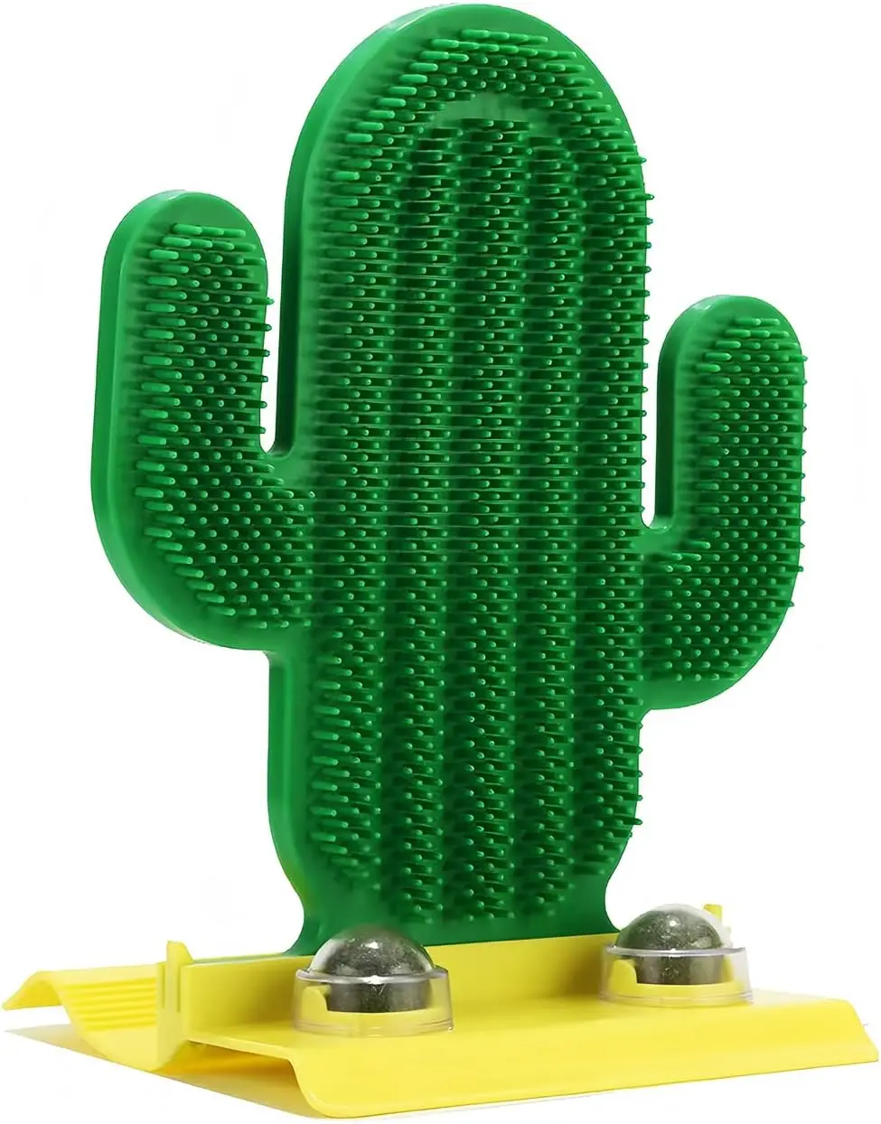 צעצועי ניפ לחתולים פנימיים, מברשת חתול בצורת קקטוס ירוקה עם כדור ניפ, 2 ב-1 מסאז' וטיפוח עצמי