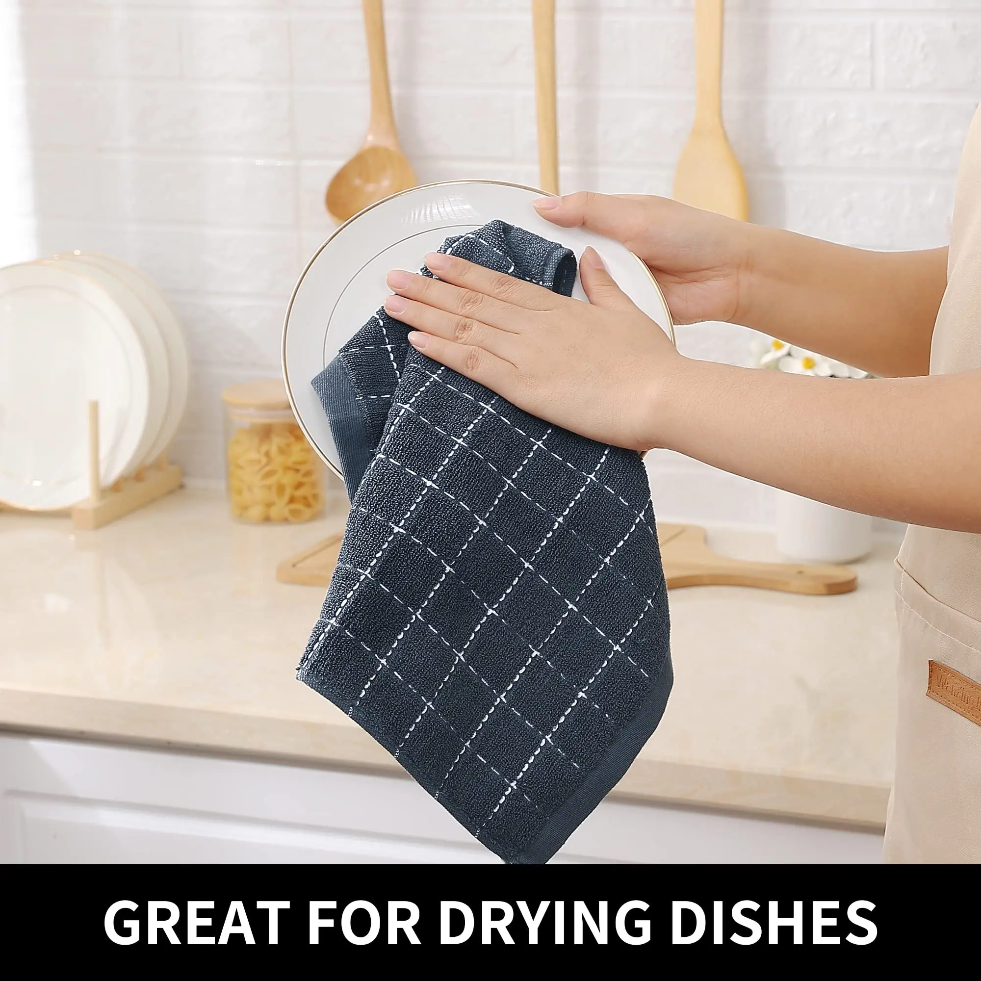Homaxy 4/6Pcs Cotton Dishcloth Ultra Soft Absorbent Kitchen Towel