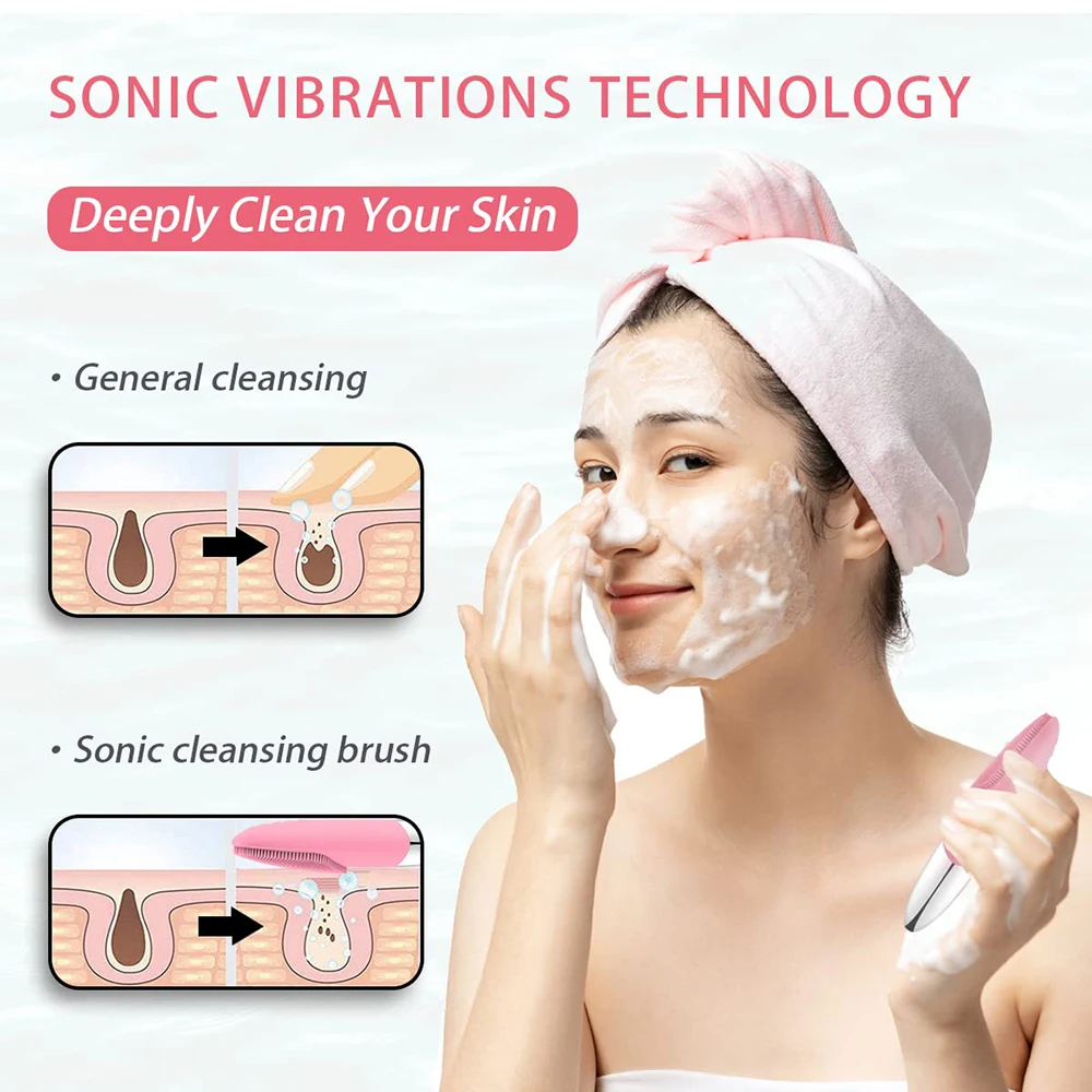 Mini Electric Facial Cleaning Brush Waterproof Face Cleanser Scrubber Exfoliating Massage Vibrating Deep Clean Skin Care Tool