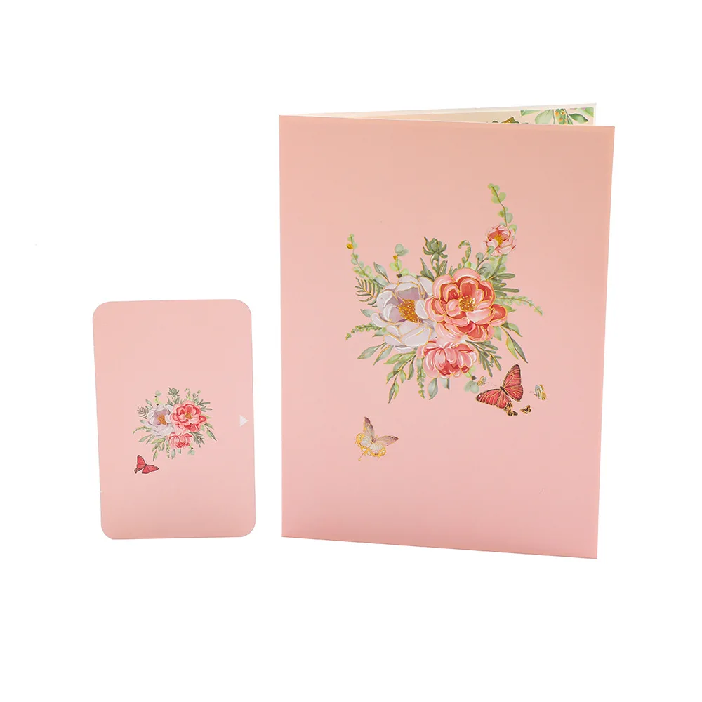 Ins Style 3D Large Butterfly Flower Folded Greeting Card Handmade Foldable Ornament Holiday Romantic Gift Christmas Wedding Card
