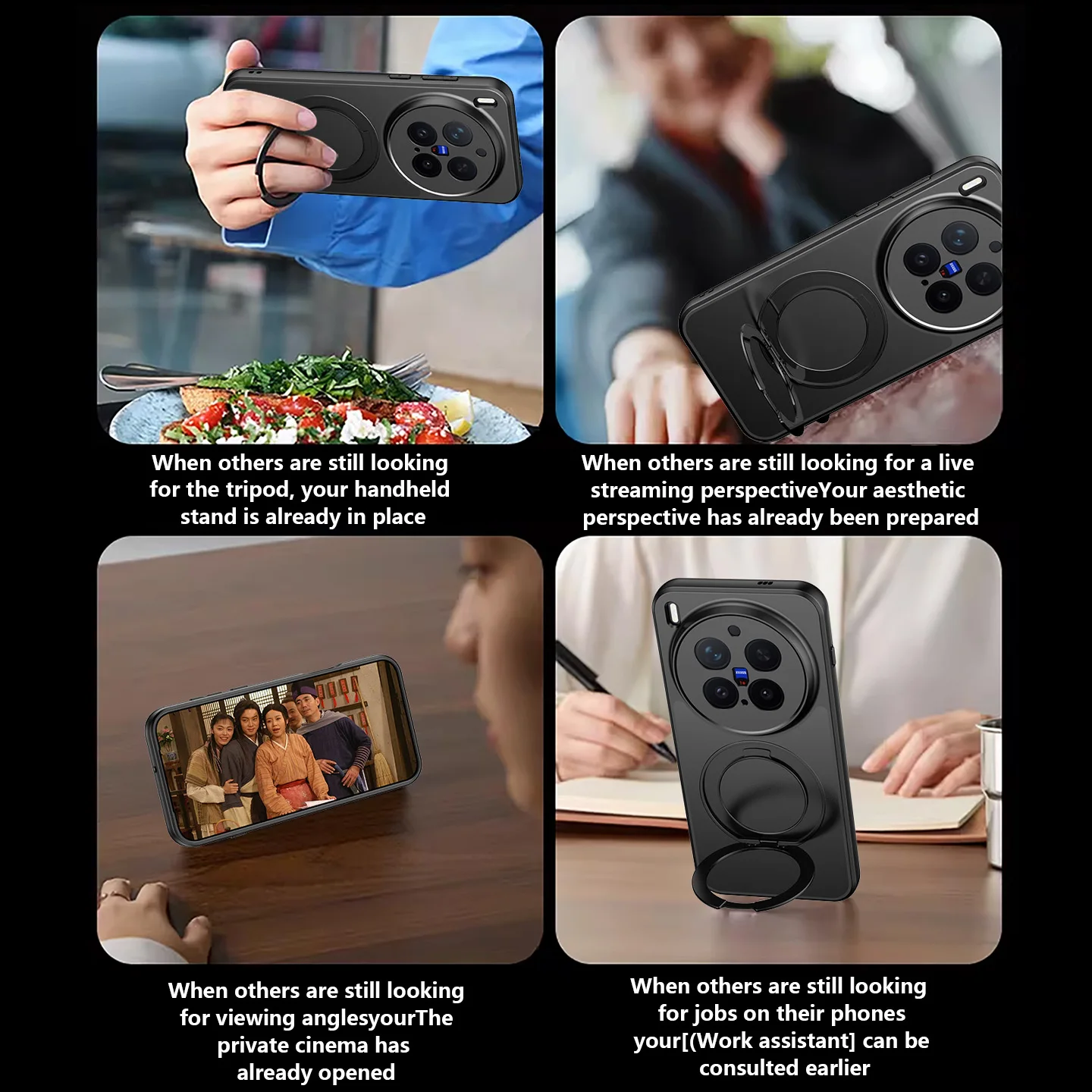 360-Degree Rotation Bracket Matte Frosted Phone Case - Magnetic Shockproof Armor Back Cover