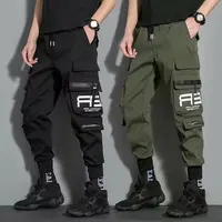 Thin Streetwear Casual Pants Men Ribbons Harem Jogging Pants Male Slim Fit Spring Cargo Pants Multi-Pockets Women Trouser J9 1