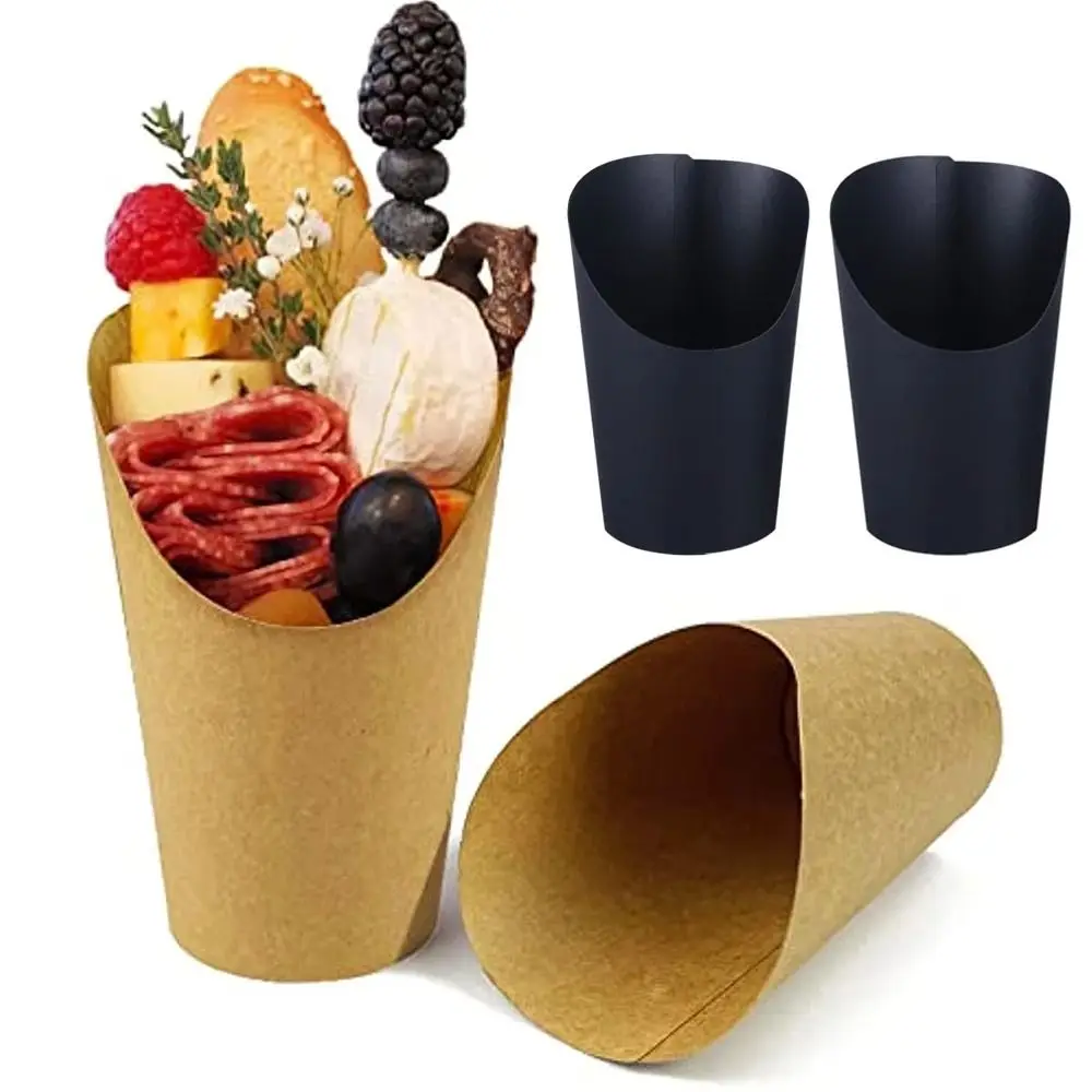 25pcs 14/16oz French Fries Holder Kraft Paper Disposable French Fry Cup Popcorn DIY Baking Snack Dessert Cupcakes Party Supplies
