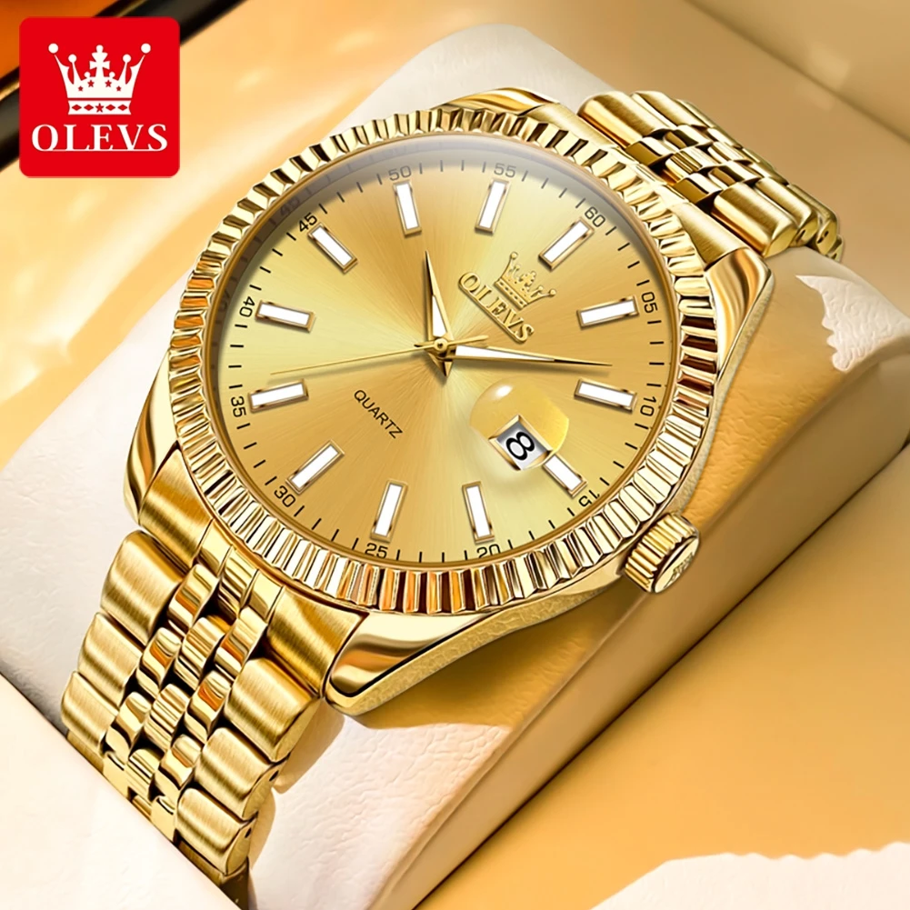 

OLEVS Top Brand Men's Watches Original Stainless Steel Casual Waterproof Quartz Watch for Men High Quality Luxury Men WristWatch