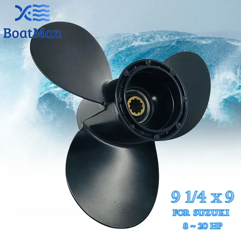 

Boat Outboard Propeller 9 1/4x9 For Suzuki 8 HP 9.9HP 15HP 20HP Aluminum 10 Tooth Spline Engine Part 58100-90L50-019 3 Blades
