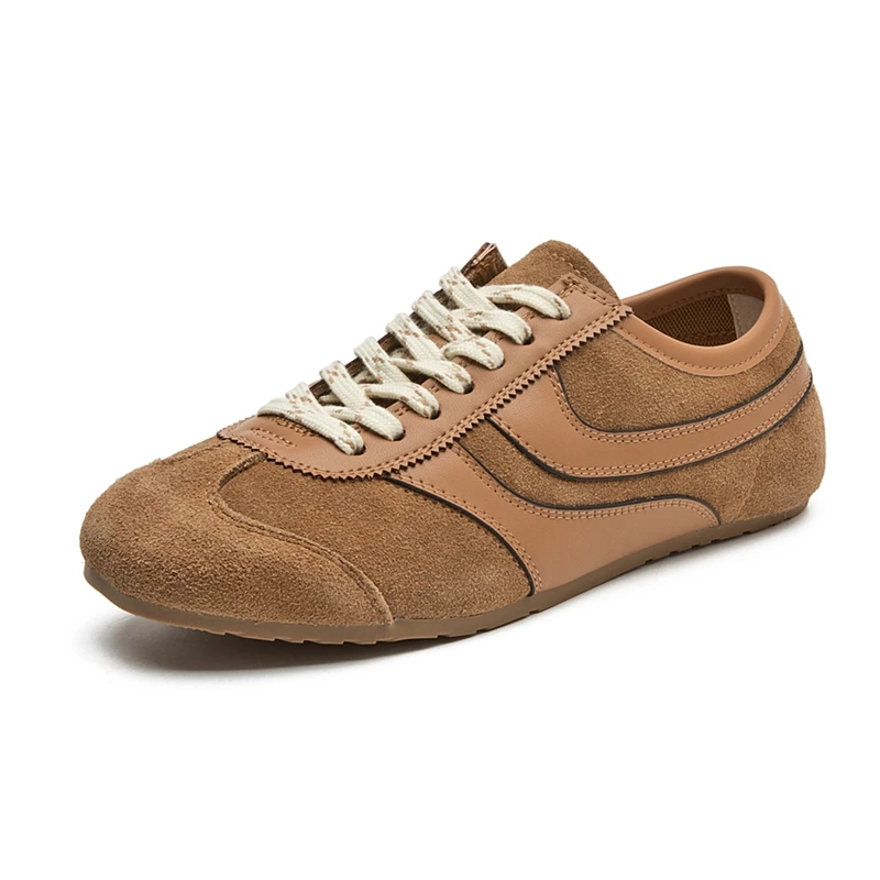 German Women Shoes Genuine Leather Sneakers Flat Lace-up Retro Large Size