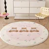 Cute Round Living Room Decorative Carpet Pink Girl Bedroom Bedside Rug Cartoon Bear Home Floor Mat Plush Soft Children's Mats IG 2