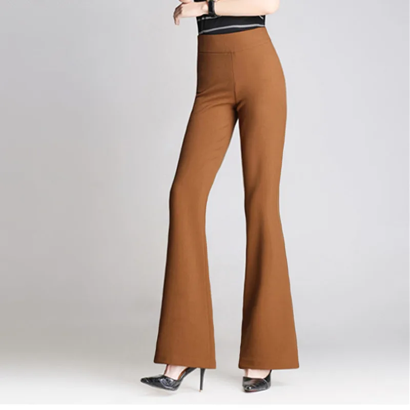 2023 Autumn and Winter Women's High Waist Patchwork Zipper Pockets Solid Slim Fashion Casual Elegant Commuter Flared Pants