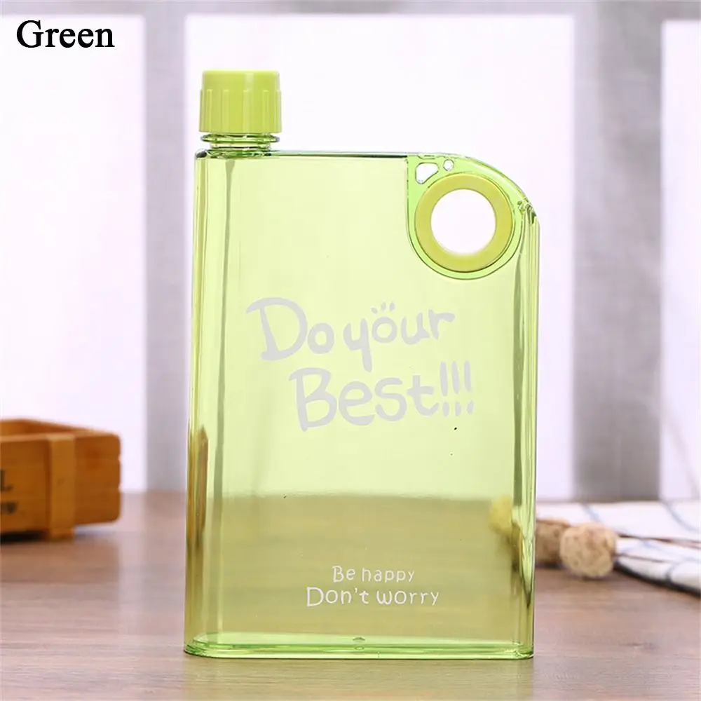 Clear Flat Water Bottle - 380ml Reusable BPA-Free Portable Sports Kettle