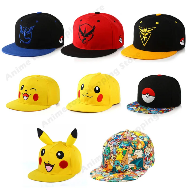 Anime Pokemon Baseball Cap cartoon Pikachu Hat Adjustable Pokemon Cosplay  Hip Hop Cap Girls Boys Children's Figures Toys Gifts