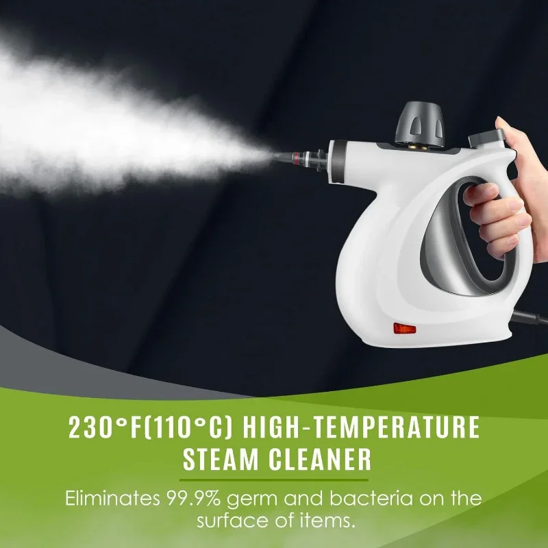 1050W Handheld Steam Cleaner High Temperature Pressurized with 9Pc Accessory Kitchen Range Hood Disinfection & Cleaning Steamer
