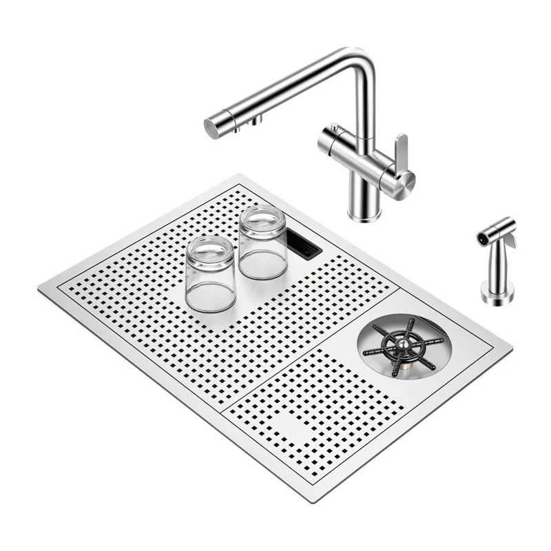 

ASRAS 5338X Semi Hidden 304 Stainless Steel Kitchen Sink With Cup Washing Device