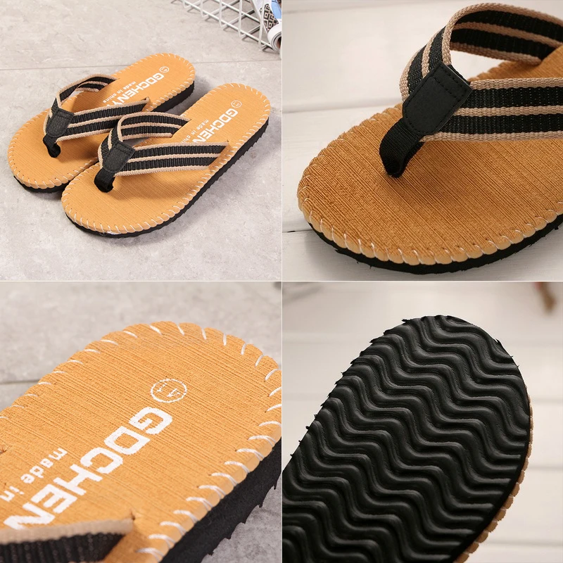 Men Flip Flops Outside Beach Flat Summer Casual Indoor Home Anti-slip Thong Sandals