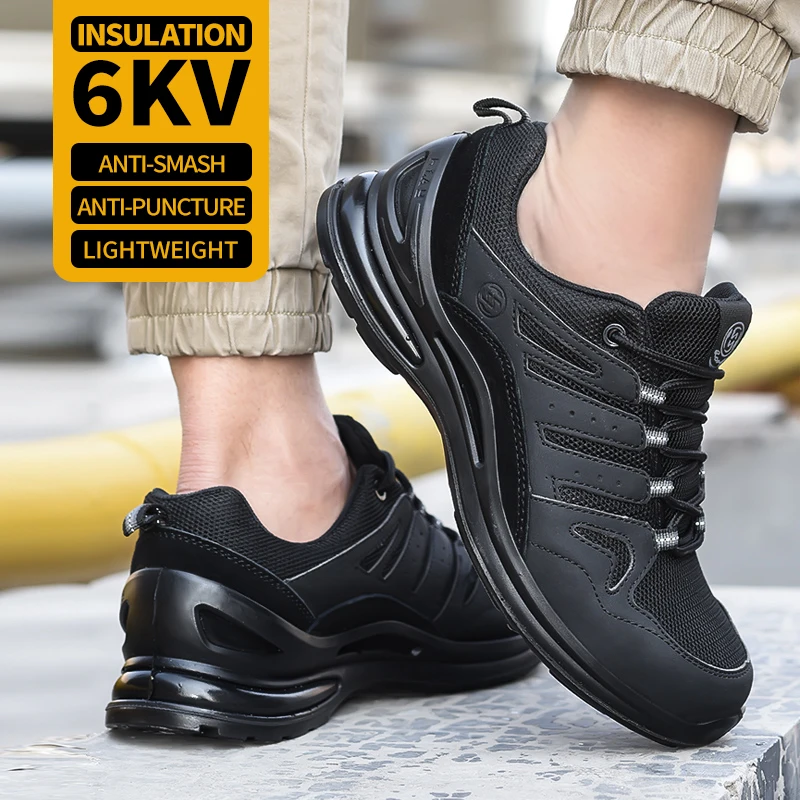 Breathable Work Safety Shoes Anti-smashing Steel Toe Cap Men Working shoes Construction Indestructible Work Sneakers