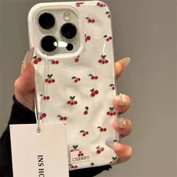 Chic Cherry Textured Shockproof Non - Slip Phone Case Cover - iPhone 15 Plus (SC15 - BA - P1208)
