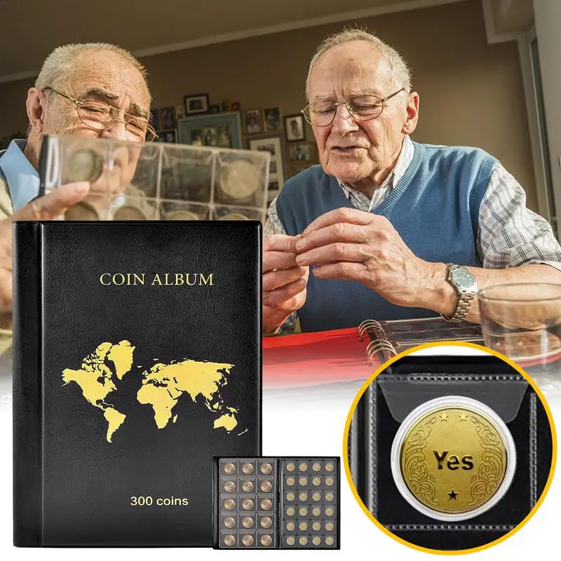 Portable Coin Collection Set 300 Panels Pvc Transparent Loose-leaf Philatelic Book Album with Zipper Protection #W0
