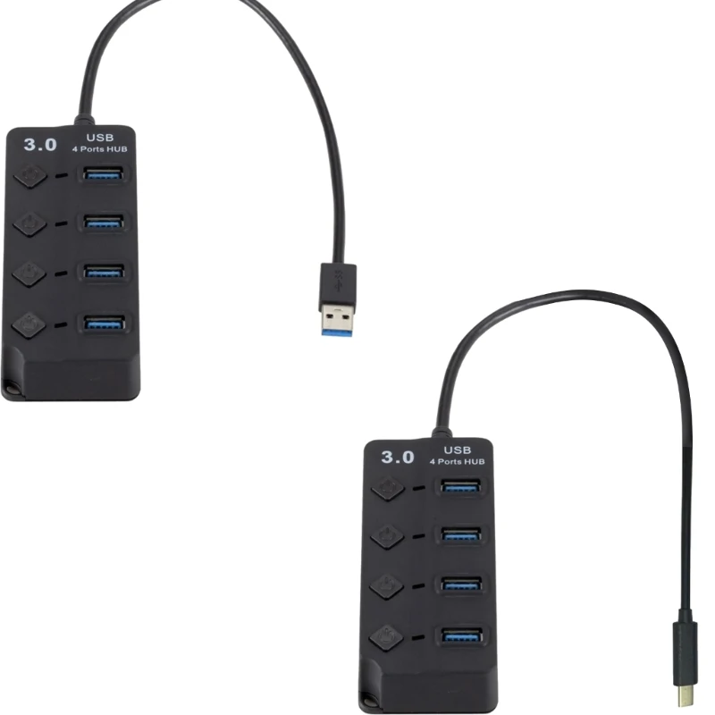 

Многофункциональная док-станция-концентратор USB/Type C с 4 портами (3 USB2.0 +1 USB3.0) USB-удлинителем для ноутбуков и