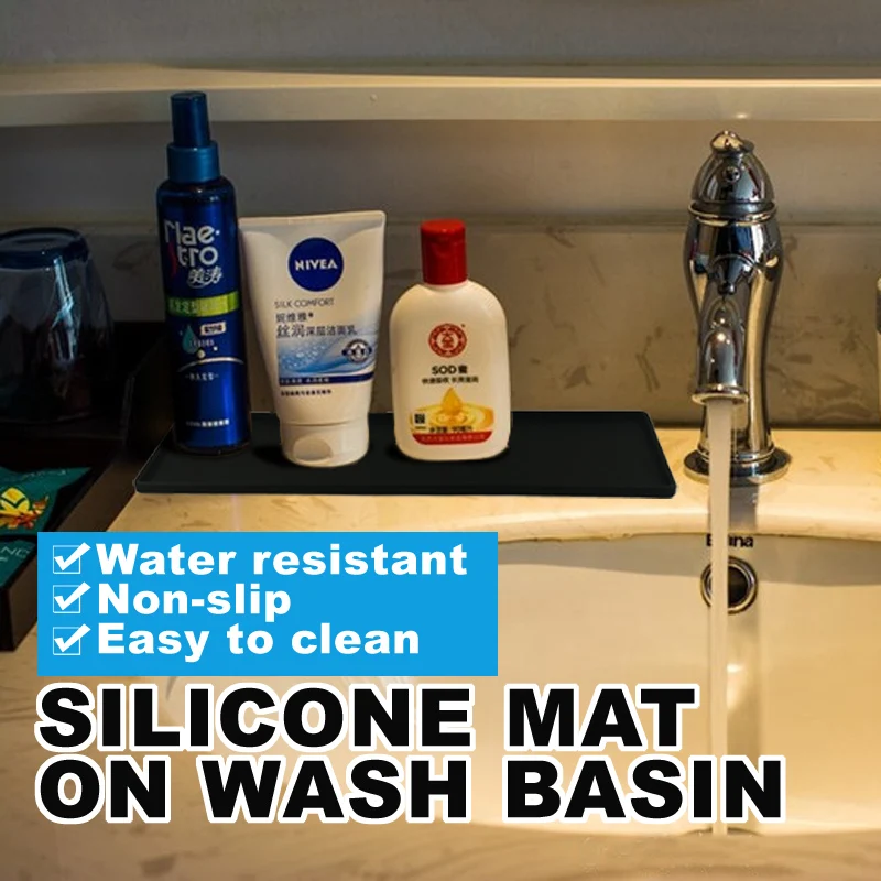 Silicone Soft Mat Organizer Tray Non Slip Mat Plastic Flat 276mm Anti-slip Twistable Bottle Holder for Bathroom or Countertop wooden serving tray tea tray utensil organizer