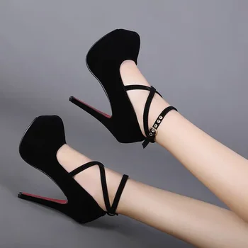 High-heeled shoes spring new style pointy shoes belt buckle high-heeled shoes fashion sandals women's size