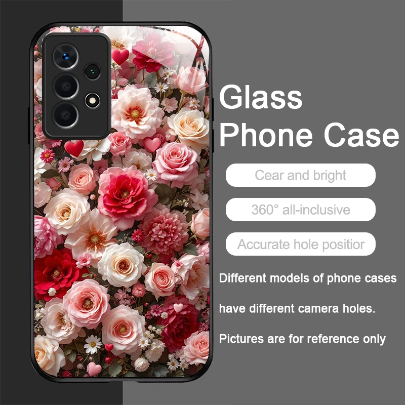 Floral Luxury Fresh Flower Pattern Glass Phone Case