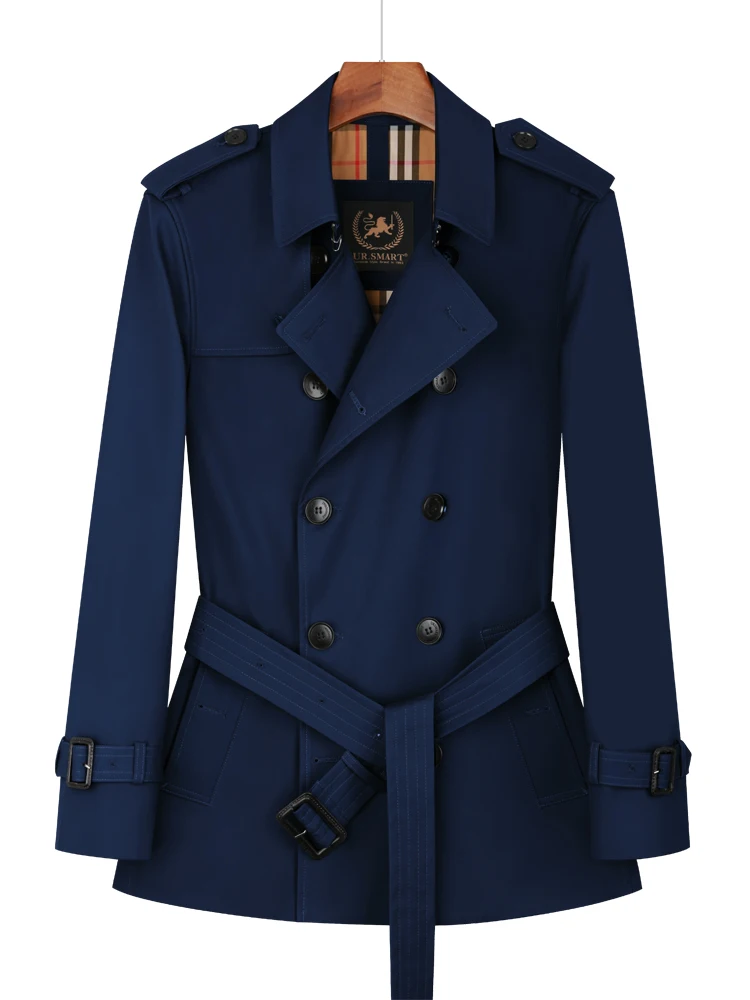 Heren trenchcoat, dubbele rij knopen, revers, windjack, lange jas, bovenkleding | NL