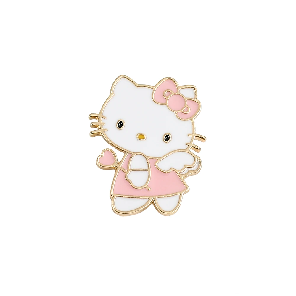 Olá kitty dos desenhos animados broche sanrio anime personagem pinos para mochila kawaii gato metal esmalte lapela emblemas acessórios femininos presentes