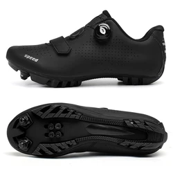 Unisex Cycling Sneakers for Road and Off-Road Racing (Black-MTB)