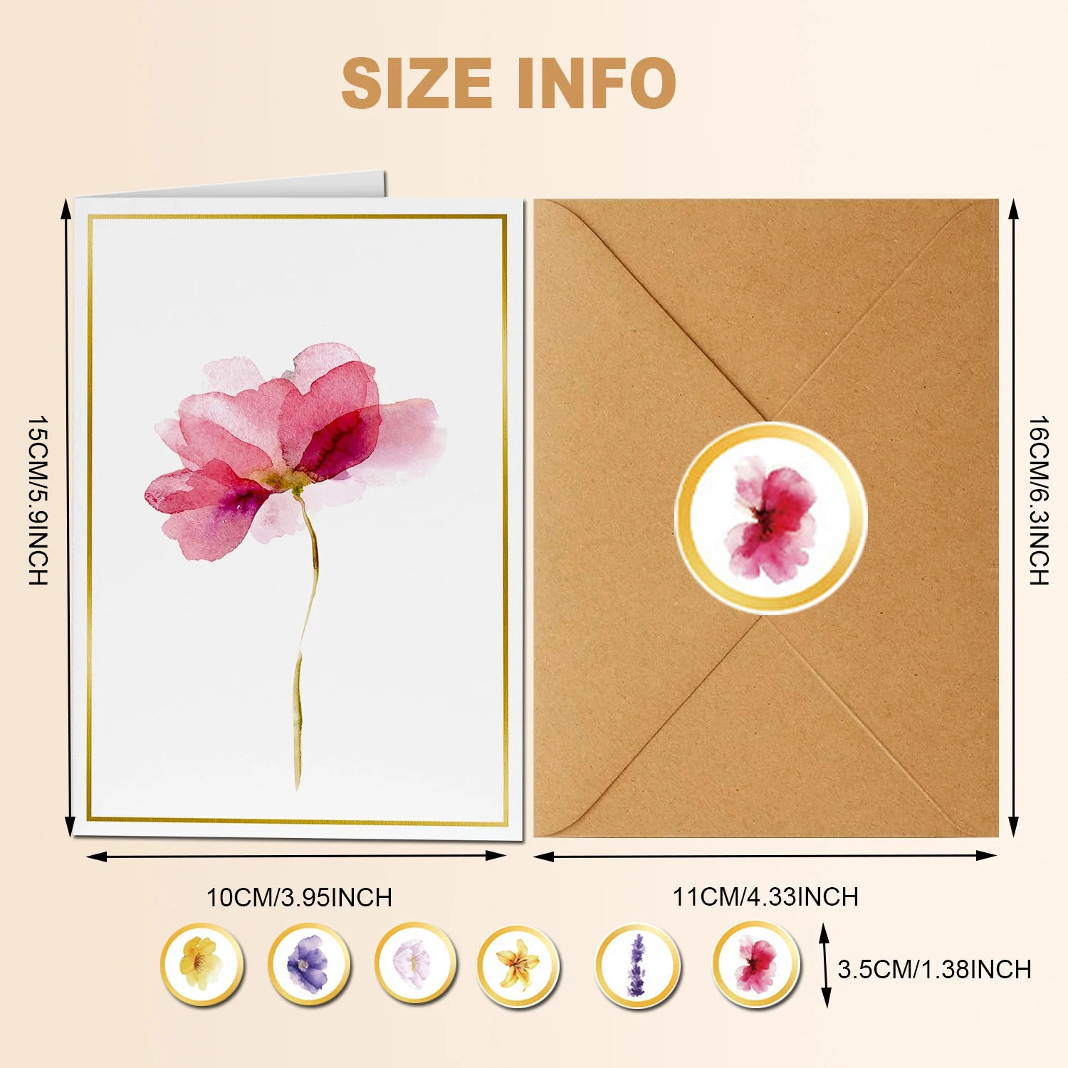 Elegant Gold Foil Greeting Card Set with Envelopes - Versatile
