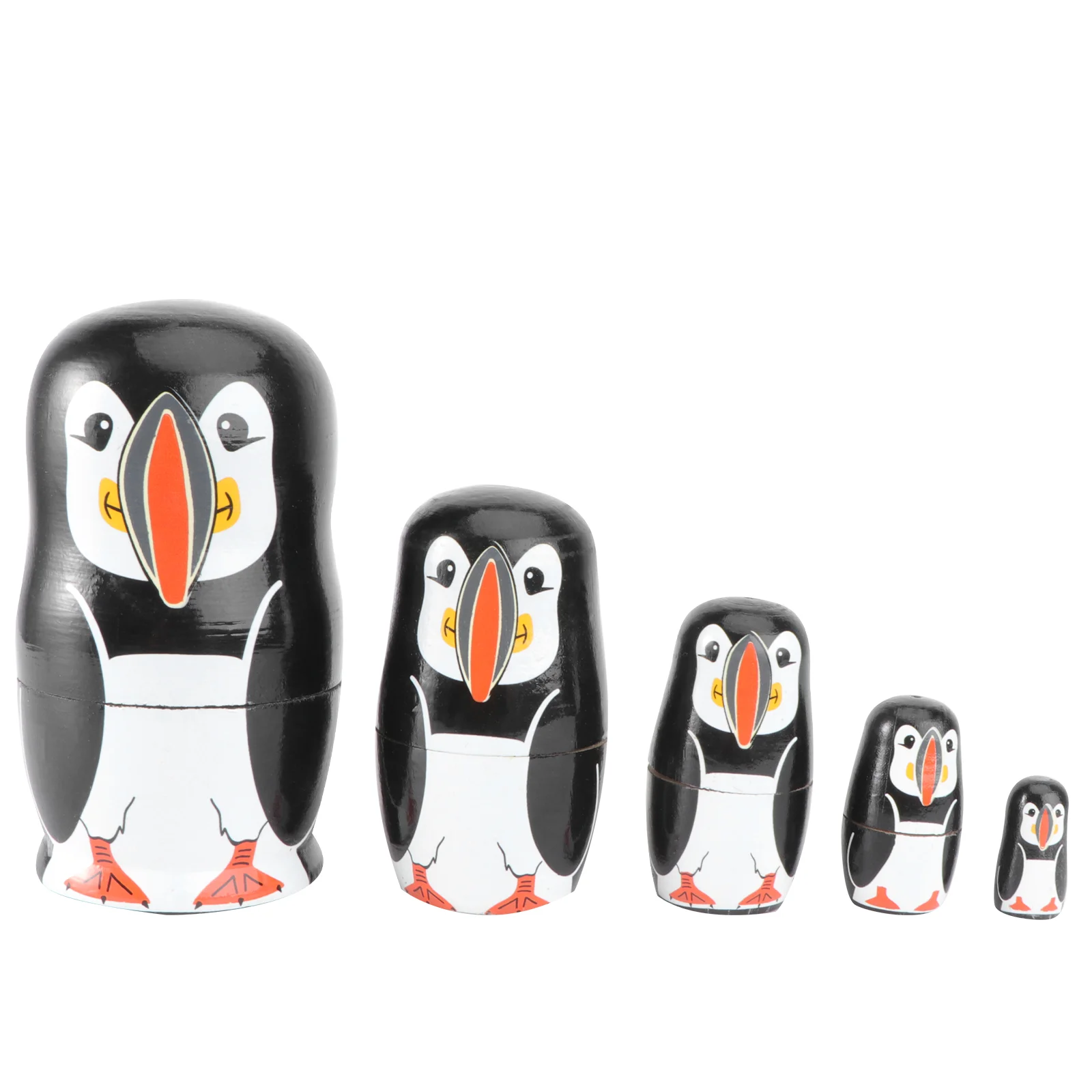 

5 Pcs Kids Hijab Little Penguin Nesting Matryoshka Toy Chilfren Baby Child