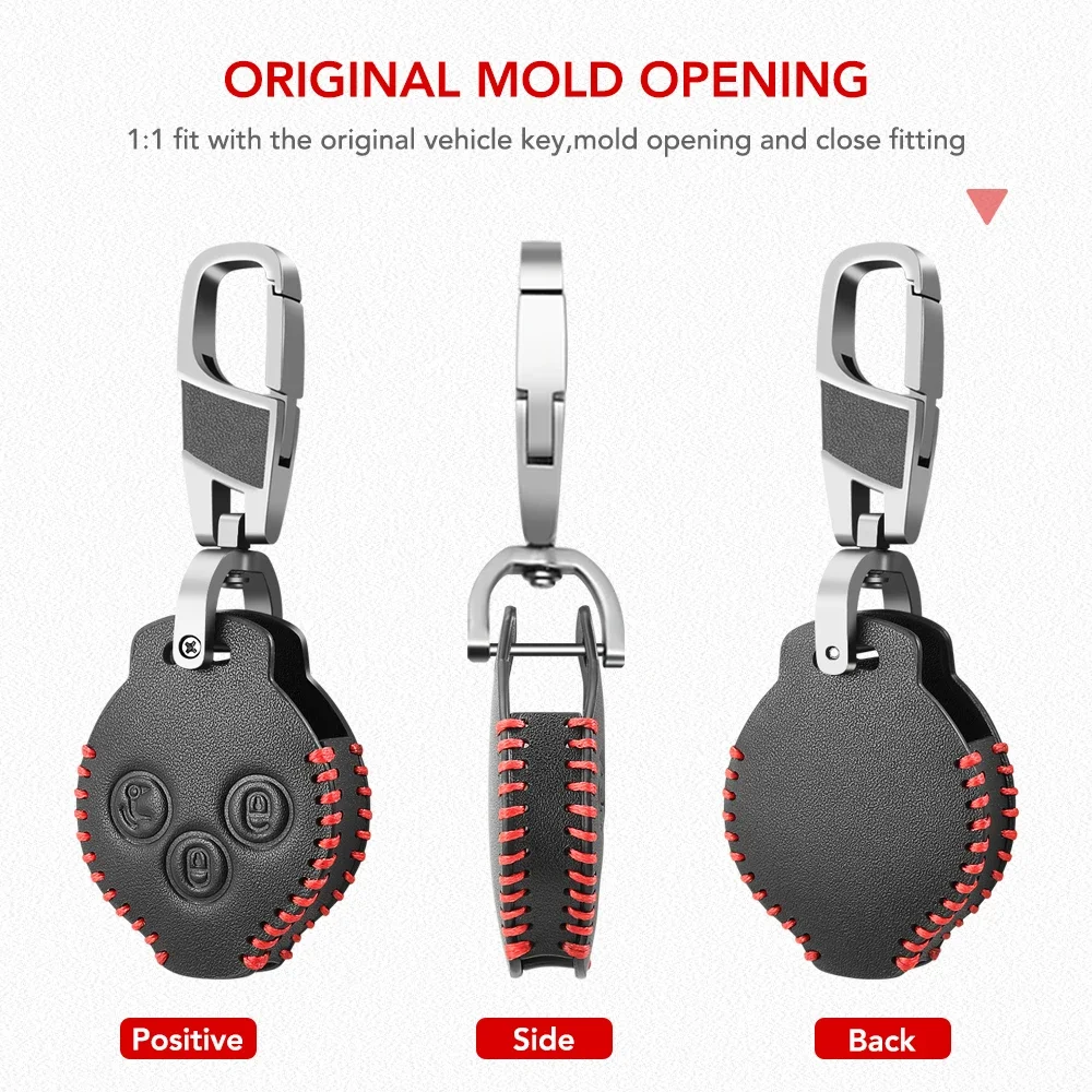 Leather Car Key Case Remote Cover For Mercedes Benz Smart 451 Chiave Roadster Crossblade Fortwo Roadster K Forfour Accessories key case cover,key case