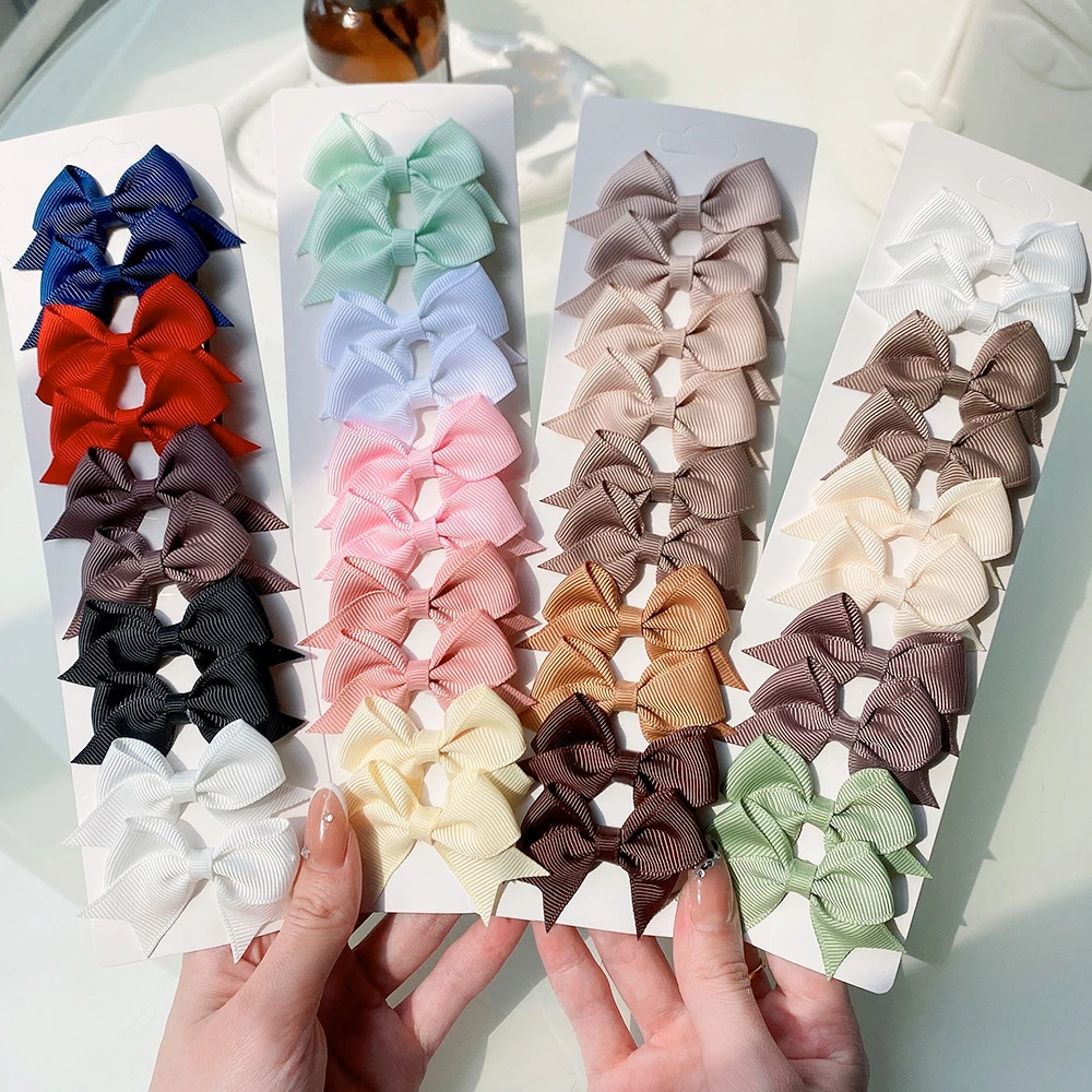 10pcs/set Új aranyos tömör Pántlika bowknot haja klipek számára Kisded lányok handmade Íves körző Hajtű barrettes headwear Kisded haja kiegészítők