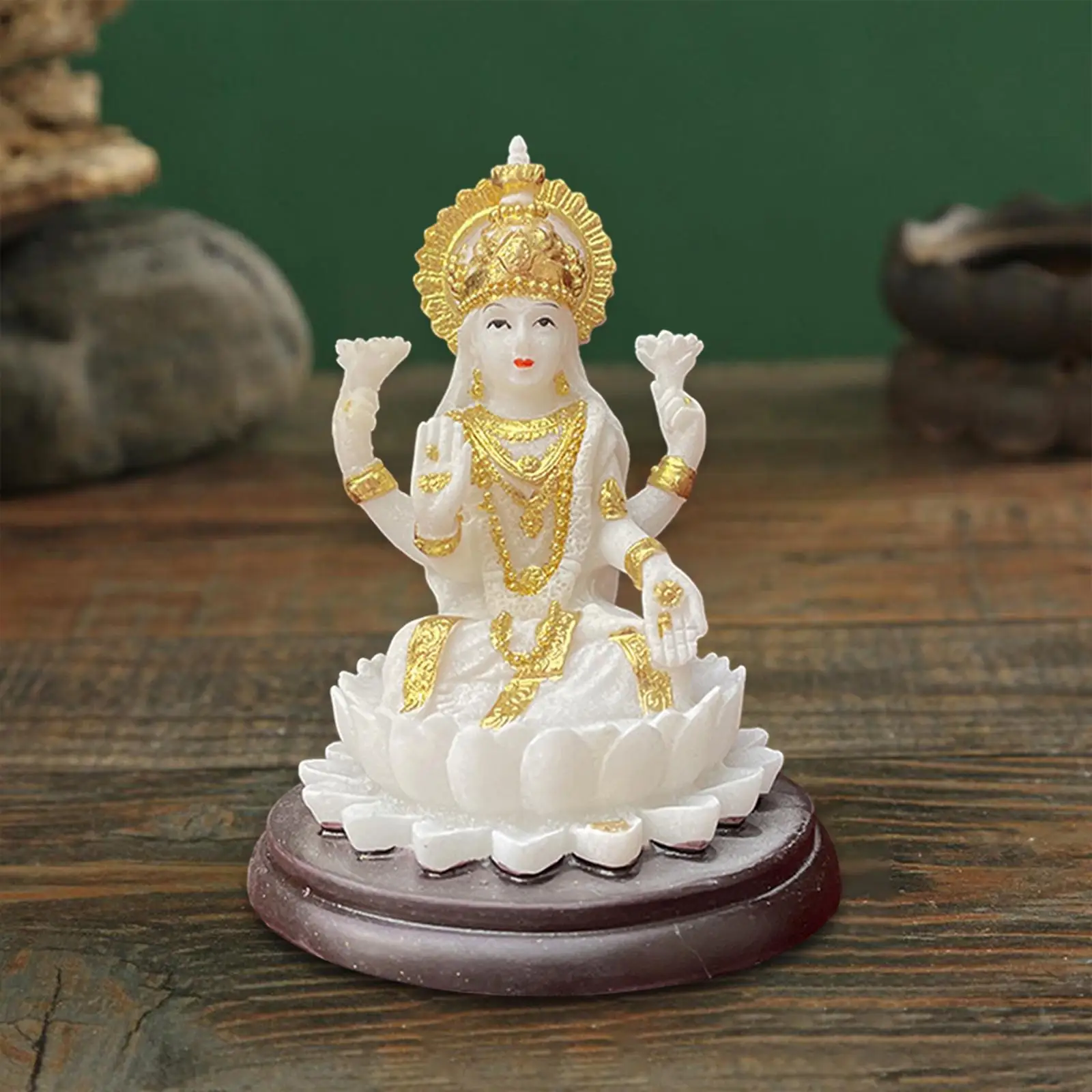 Hindu Goddess Lakshmi Statue Indian Goddess Feng Shui Decor Desktop Ornament for Table Bookshelf Office Cabinet Diwali Gift