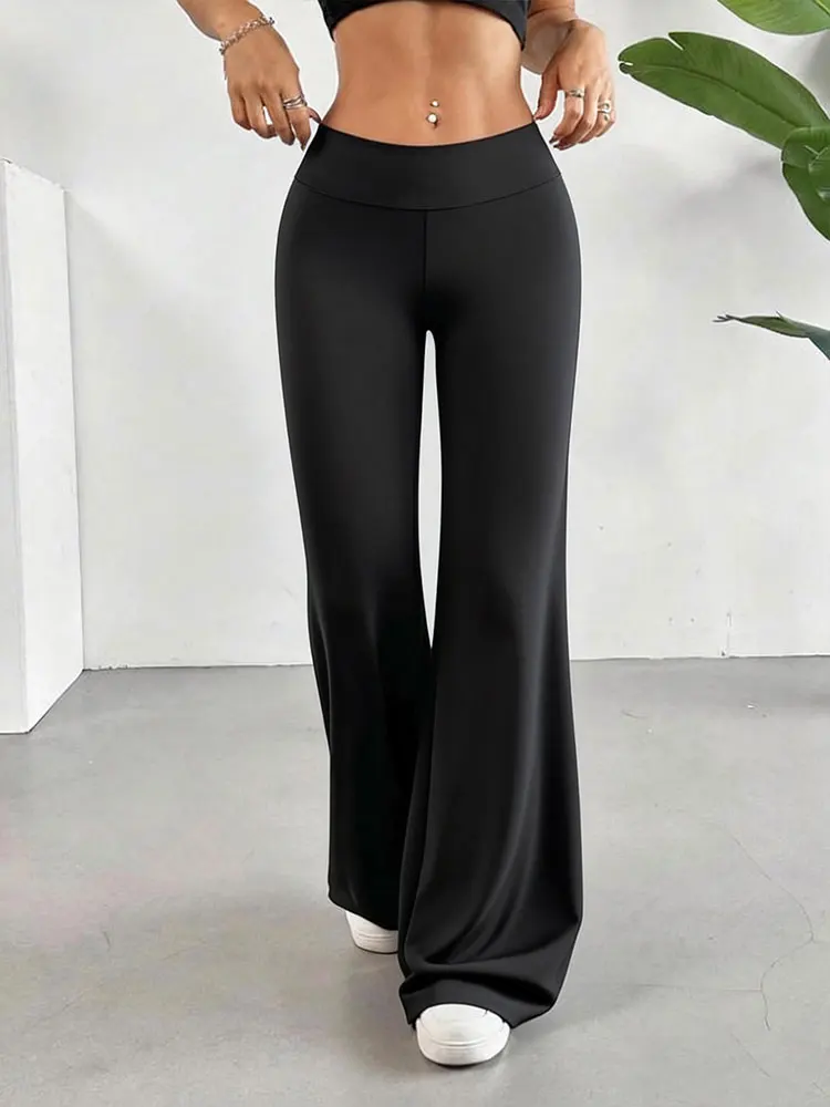 Leggings Casual a Gamba Dritta da Donna, Pantaloni a Vita Alta Modellanti, Morbidi ed Elastici per Fitness, Yoga e Uso Quotidiano - immagine 5