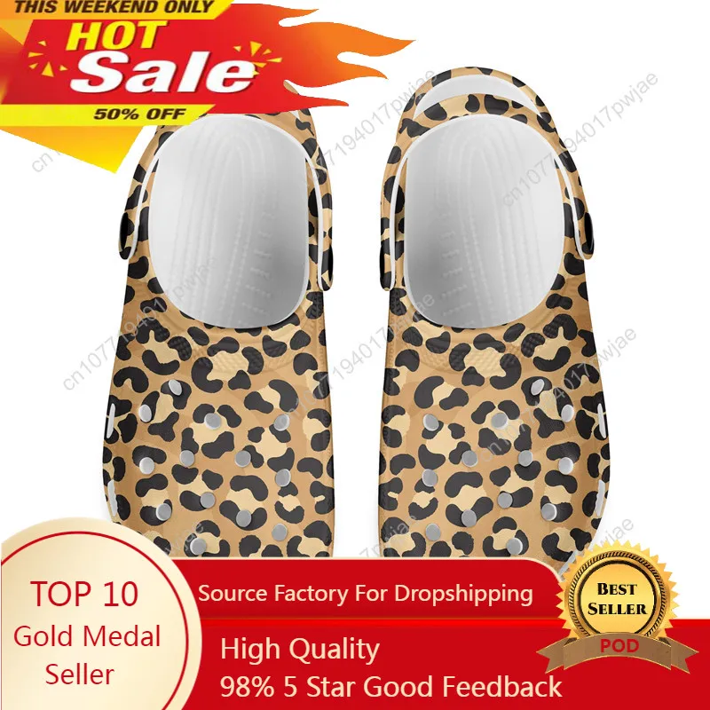 

Men Summer Shoes Sandals Holes Hollow Breathable Beach Fashion Leopard Pattern Slippers Big Size 48 Zapatos