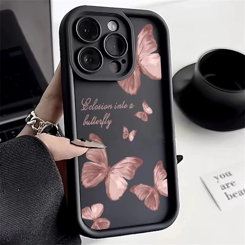 thumbnail image 1 of Funda de silicona con diseño de mariposa retro para iPhone 16, 15, 14 Pro Max Plus, 11, 12, 13 Pro, XS, 7, 8 Plus, SE, 2, X, XR, a prueba de golpes, 1 of 5