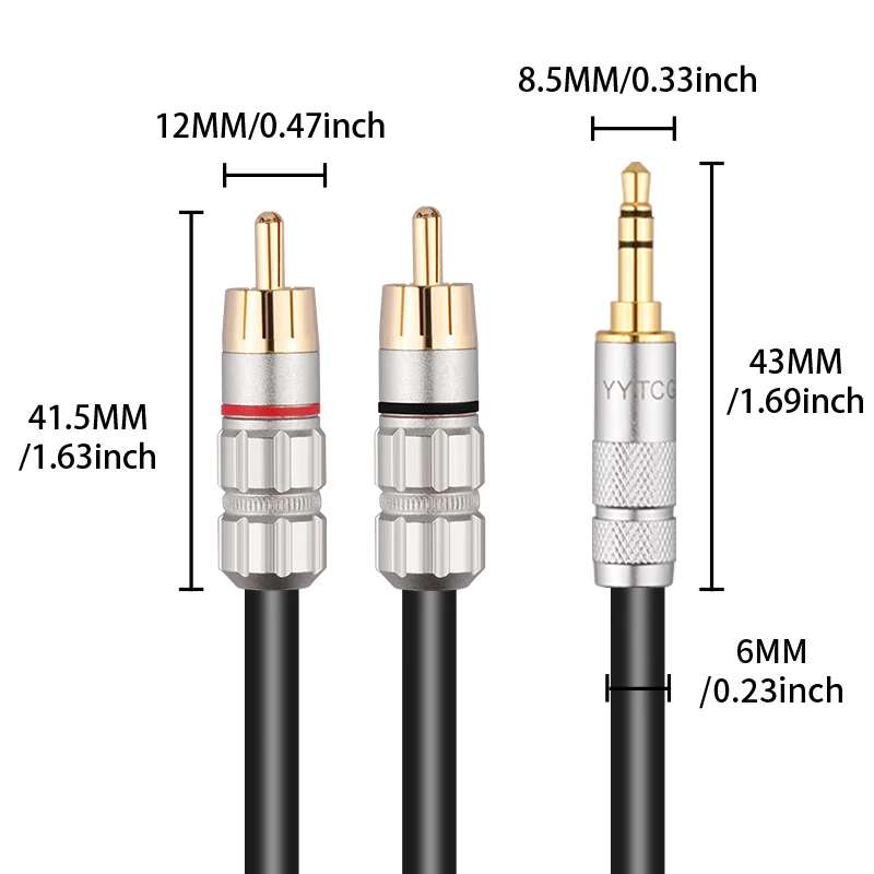 Premium HiFi Stereo Audio Cable - 3.5mm to Dual RCA for Amplifiers & Home Theater Systems