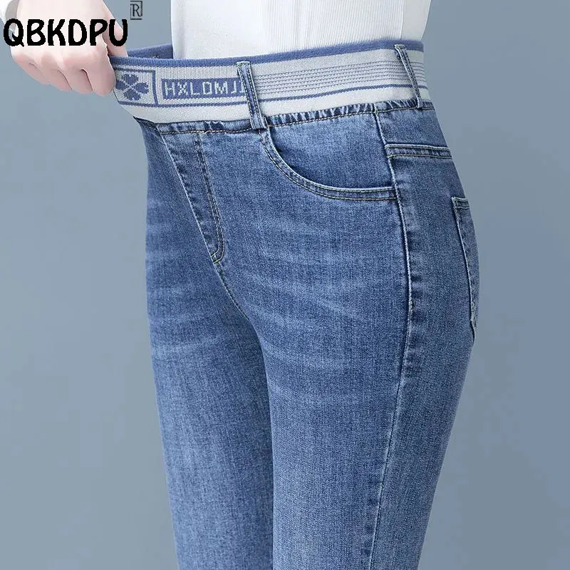 

Slim High Waist Stretch Flare Jeans Women Korean Fashion Patchwork Bell-Bottomed denim Pant Spring Skinny Vaqueros Cowboy Capris