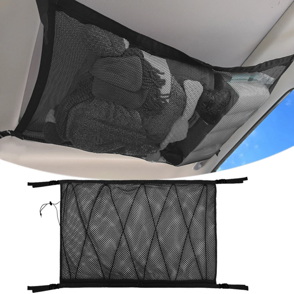 Filet de rangement pour plafond de voiture, sac de toit, filet de  chargement intérieur, sac en maille respirante, rangement automatique,  accessoires intérieurs - AliExpress