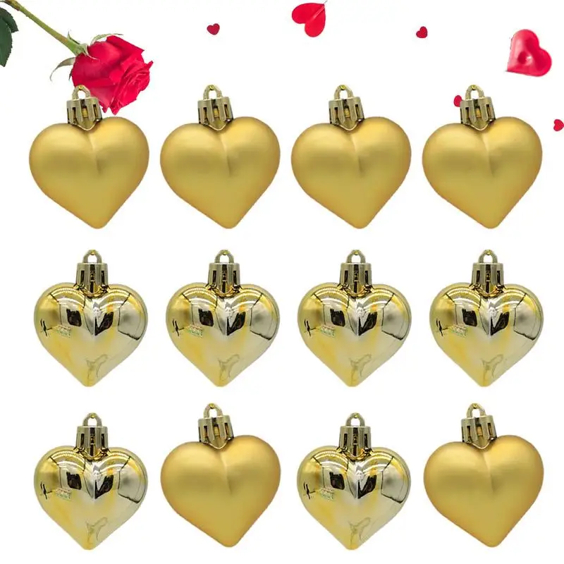 

Heart Ball Ornaments Set 12Pcs/Set PVC Balls Heart Shape Ball Ornaments For Christmas Party Decorations Decorative Tree Pendants