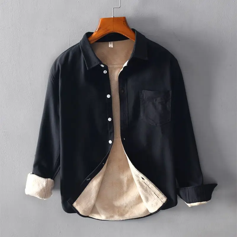 Autumn KPOP Fashion Style Harajuku Slim Fit Shirt Loose All Match Casual Thick Jacket Korean Style Button Long Sleeve Outerwear