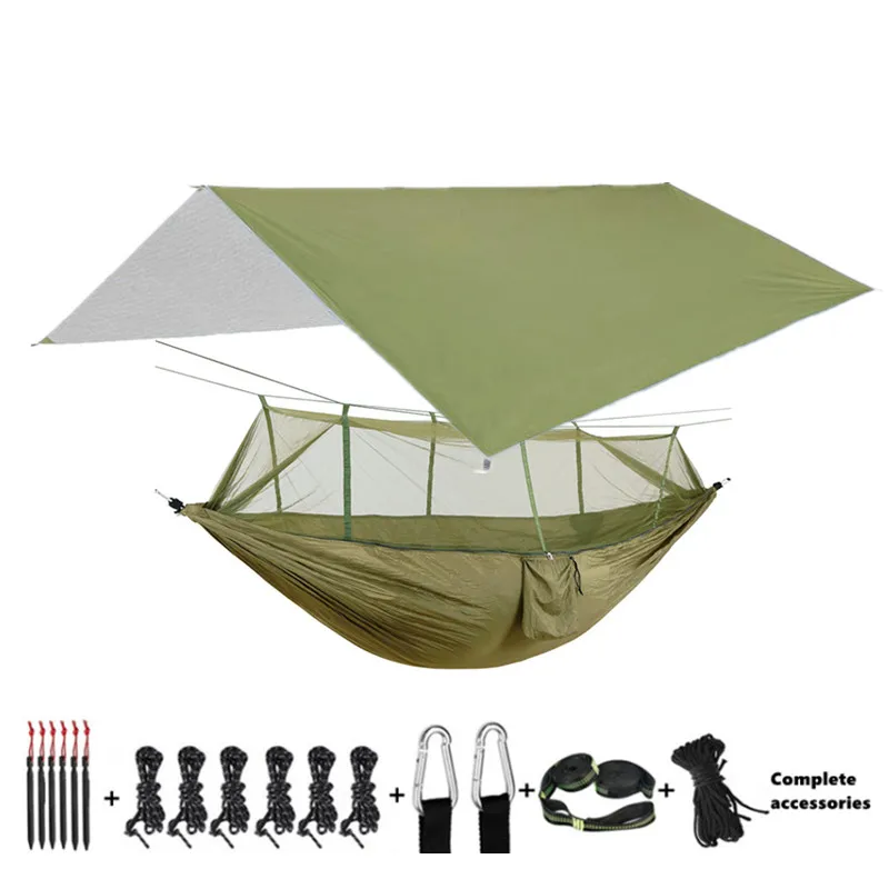 Hammock Camping with Bug Net/Netting and Rain Fly Tarp,Portable Nylon Parachute Hammocks for Outdoor Indoor Survival & Travel 