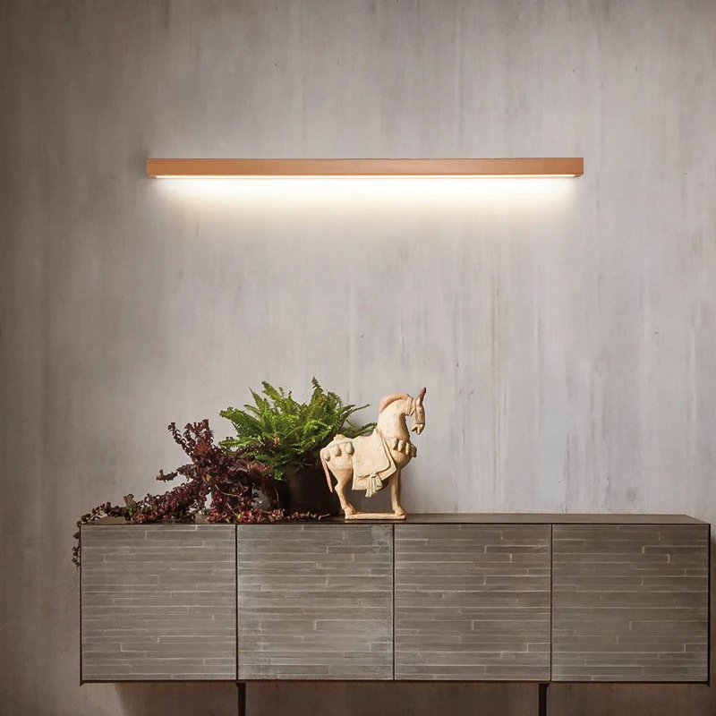 Black Walnut Wood Wall Light LED hanging lamp Beech wood Linear Wall Lamp Kitchen Walkway Sconce Lighting Ceiling lamp 4