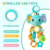 Soft Hanging Crinkle Squeaky Sensory LearningToy Stroller Car Seat Crib Travel Plush Animal Wind Chime with Teether Boys Girls 5