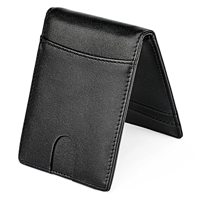 

Slim Wallet With Money Clip RFID Blocking Minimalist Bifold Wallet For Men Leather Front Pocket Card Holder