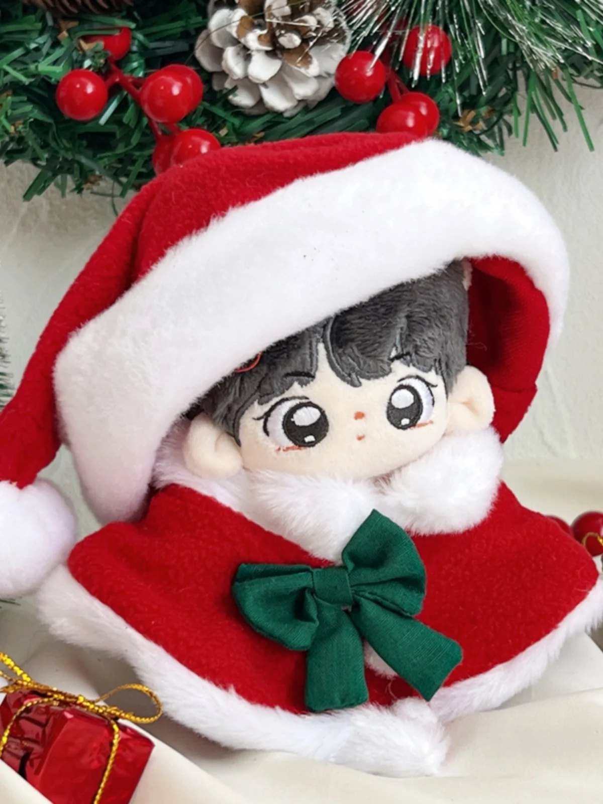 

Kawaii Christmas Little Fawn Series Cloak Jumpsuits No Attribute 10cm Plush Doll Change Clothes Outfit Clothing Suit