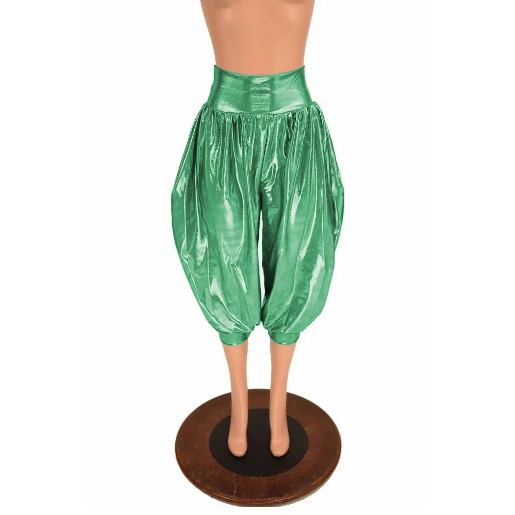 Novelty High Waist Loose Casual Pants Hologram Laser Sissy Sexy Midi Bloomer Pants High Street Unisex Adult Bottoms Clubwear